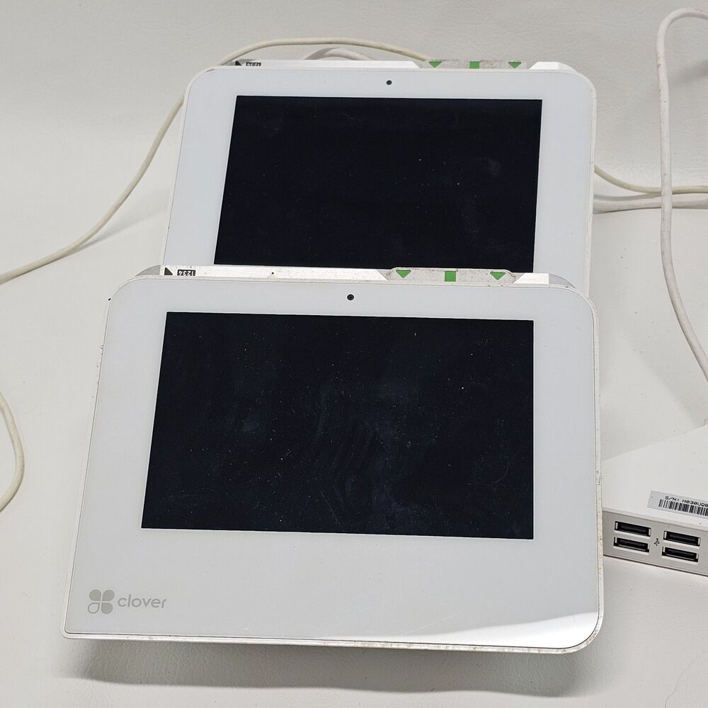 2 CLOVER MINI WI-FI C300 POINT OF SALE SYSTEM POS CREDIT CARD TERMINAL - Parts